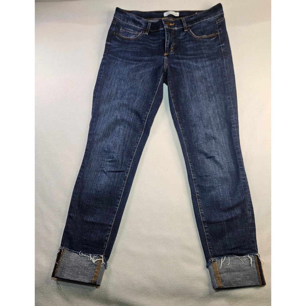 LOFT Modern Skinny Jeans Dark Wash Frayed Raw Hem Denim Womens Size 27 4